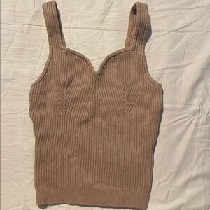 Women's Tan Ribbed Knit Top
